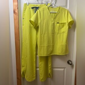 Figs Neon Yellow Technical Collection Scrub